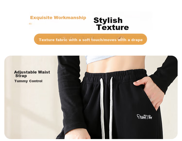 FitonTon Women's Sweatpants, Spring And Summer Style, Loose-Fitting Joggers, Cotton Trousers, Casual Pants for Outdoor Wear, Slimming Effect, Embroidered Sweatpants 10