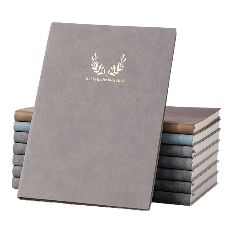 Deli A5 Fashion Printed Lambskin Leather Notebook, Work Journal, Office Notepad, Vintage Leather Cover, BP152 Gray