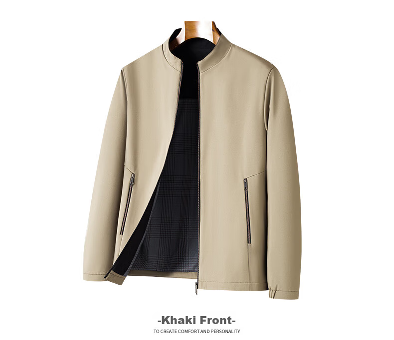 Baocaiyang Middle-Aged Dad Casual Jacket for Men, Spring And Autumn Stand-Up Collar Cadre Uniform Outerwear, Middle-Aged And Elderly Men's Clothing 12