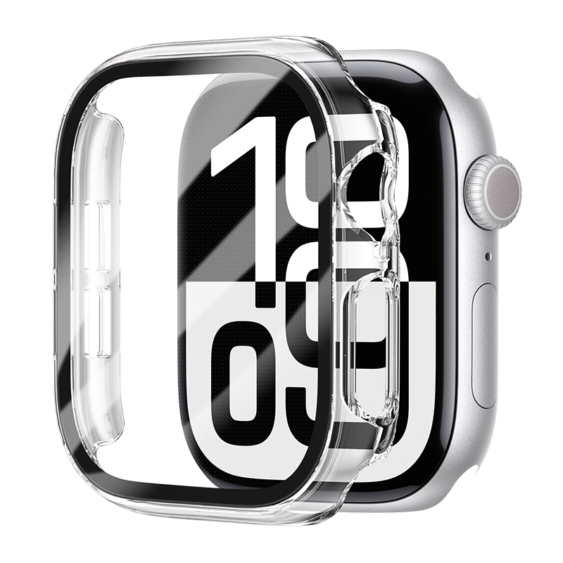 Weiqiantu Compatible with Apple Watch IWatch10 Protective Case, Apple Watch S10/Ultra2 Tempered Glass Screen Protector, Full Coverage Shockproof, 42mm Case And Film Combo [Clear]
