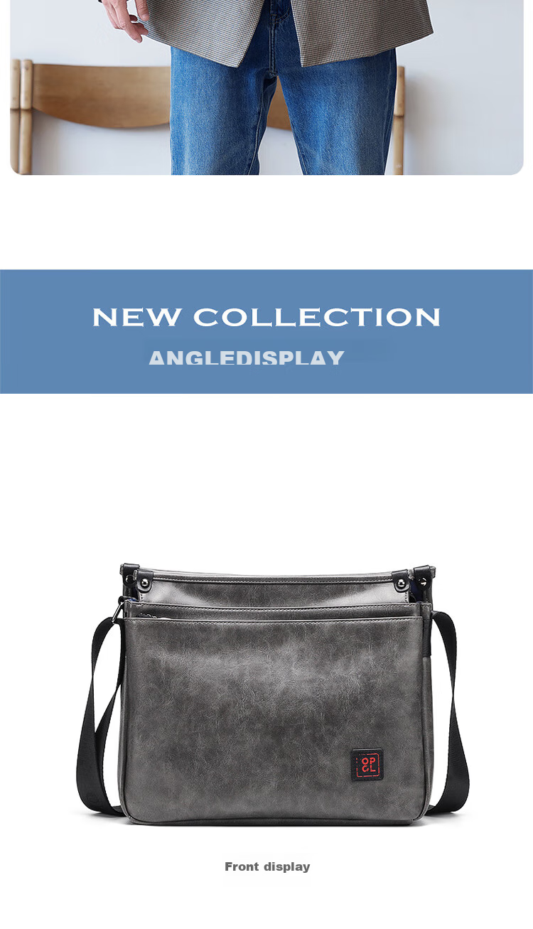 POLO Shoulder Bag for Men, Business Crossbody Bag, Casual Phone Bag, IPad Bag, Horizontal Style Sports Messenger Bag for Me 14