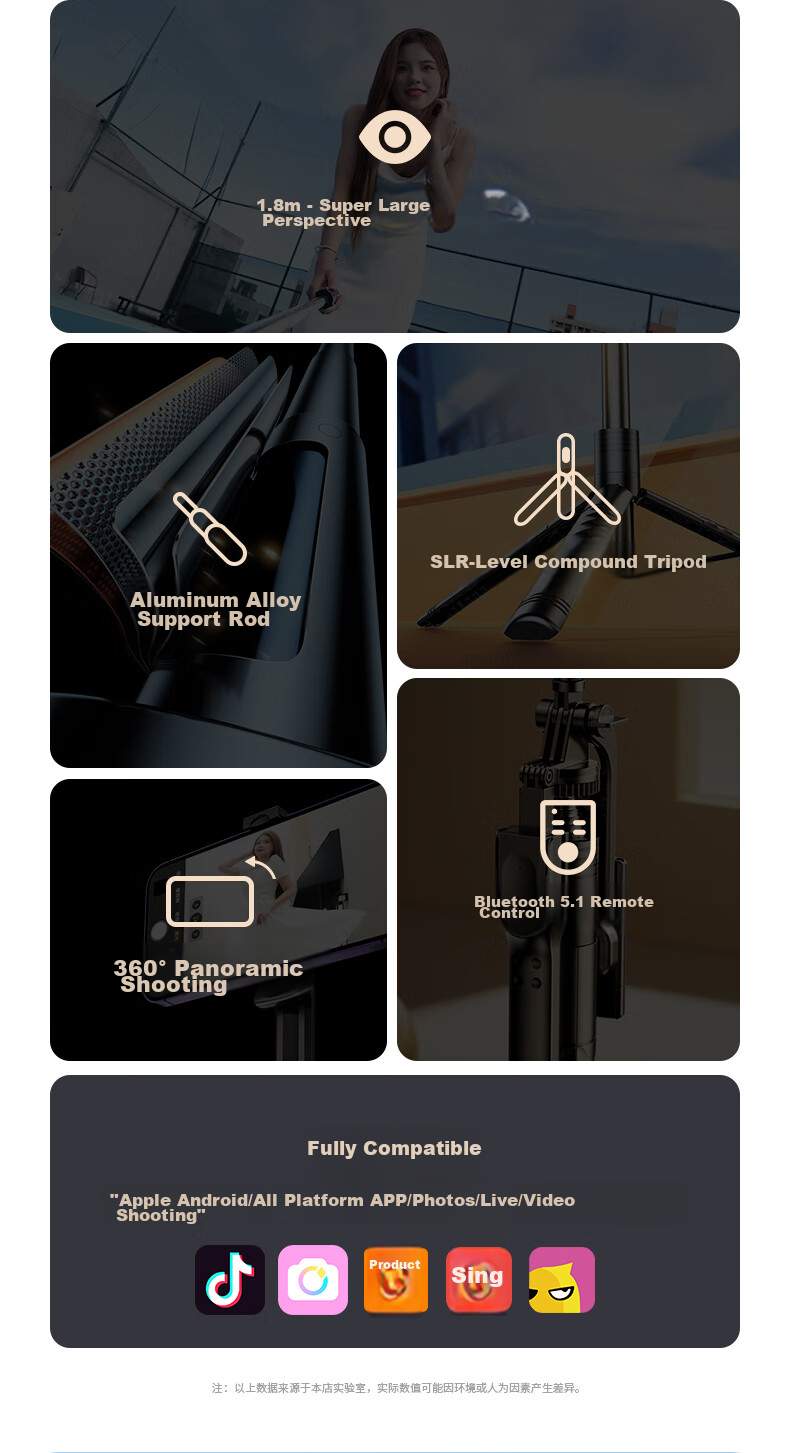 Shuotu [Professional Shooting - 1.9 Meters] Selfie Stick Tripod, Phone Floor Stand, Handheld Anti-Shake Selfie Device, Portable Travel 360-Degree Rotation Fully Automatic Live Streaming Stand 7