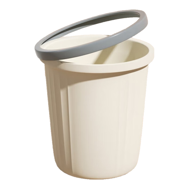 Bendi Pressed Ring Trash Can, Set of Two, 10L Capacity, White, for Kitchen, Bathroom, Office, Dormitory, Wastebasket
