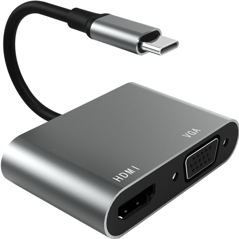 ECOLA Apple MacBook Converter, Type-C Two-In, 13-Inch Laptop Projection Docking Station, HDMI+VGA Dual Ports Universal, 4K High-Definition CB-A02GR