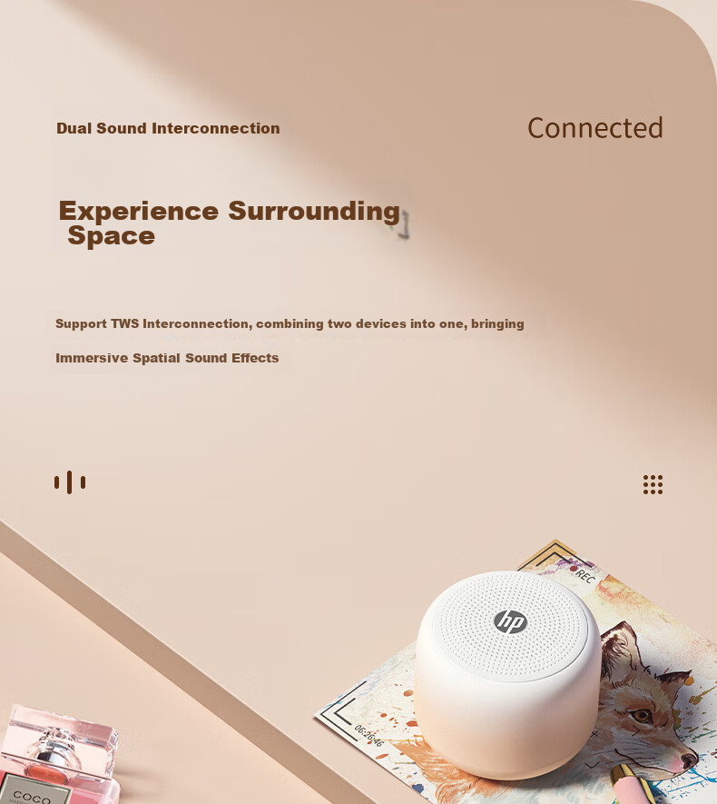 HP S07 Bluetooth Speaker, Desktop Laptop Mobile Phone Speaker, Portable Outdoor Mini Wireless Connected Speaker, Milk Tea Color 8