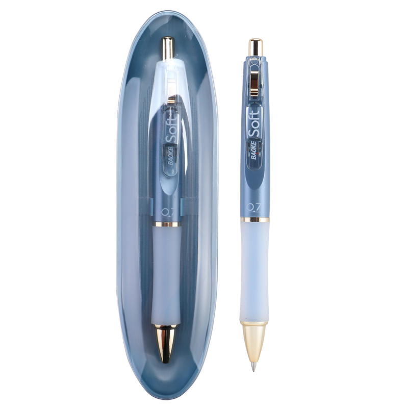 BAOKE PC3978 Premium Retractable Gel Pen 0.7mm Bullet Tip Signing Pen, Twilight Blue, Writing Black, Single Pe
