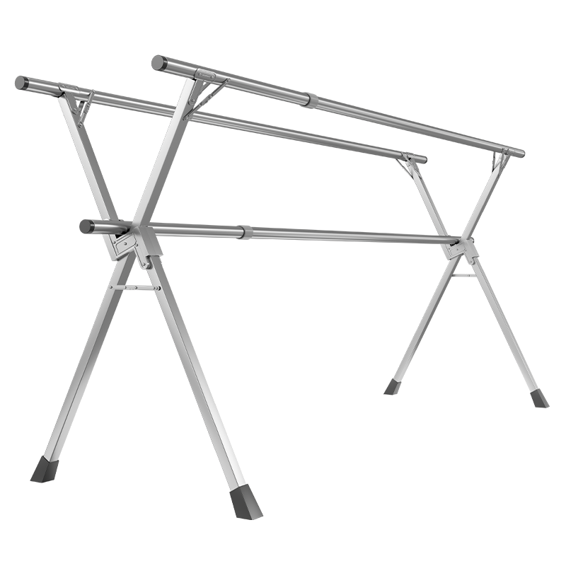 Jiabangshou Floor-Standing Clothes Drying Rack, Foldable Three-Rod Laundry Stand for Balcony, Stainless Steel Extendable Indoor And Outdoor Movable Drying Rack for Quilts