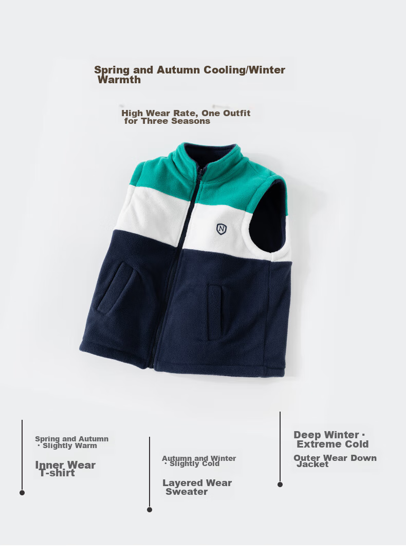 NUBIWU Children's Vest for Older Kids, Spring And Autumn Waistcoat, Boys' Fleece Vest, Double-Sided Wear, Boys' Sleeveless Jacket 9