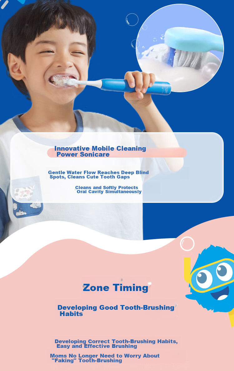 PHILIPS Children's Electric Toothbrush, Mengya Customized Exclusive Design with 2 Modes, 2 Customized Brush Heads for Kids, Birthday/children/students Gift HX2432/02 Pink 8