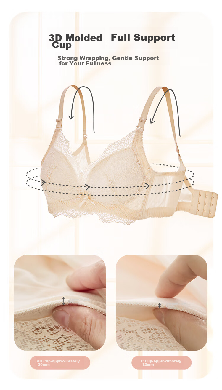 Dushiliren Women's Wireless Breathable Bra, Patented Side Push-Up, Lace Sexy Brassiere Set, 2B25W2 6