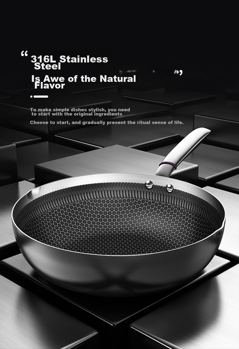 KBH 316L Stainless Steel Frying Pan, Non-Stick Pan, 30cm, Suitable for Home Use with Gas Stove Or Induction Cooker 7