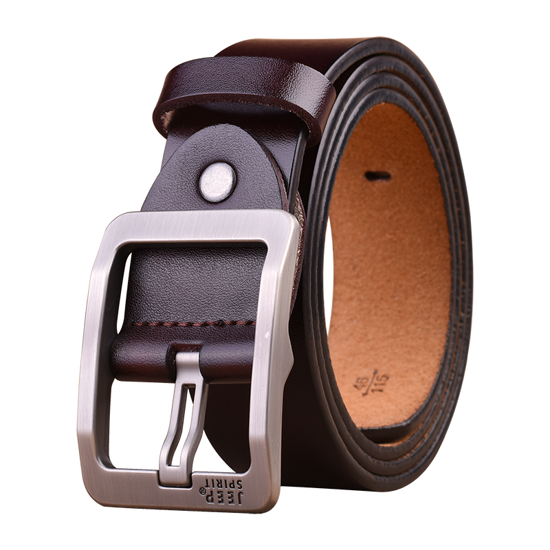 JEEP SPIRIT Men's Leather Belt, Business Casual Pin Buckle Waistband, Gift for Young And Middle-Aged Men, Husband Or Father's Day Present