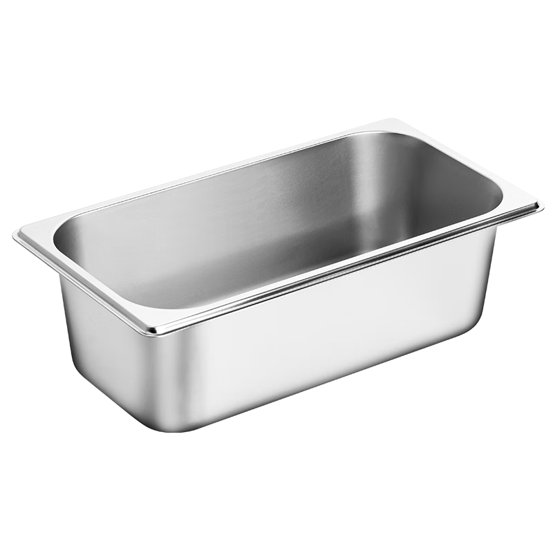 Jinyaoshi Stainless Steel Portion Pan, 1/3 Straight-Sided, Curved Edge, for Buffet, Commercial Use, Canteen Serving, 10cm GK-MFS13