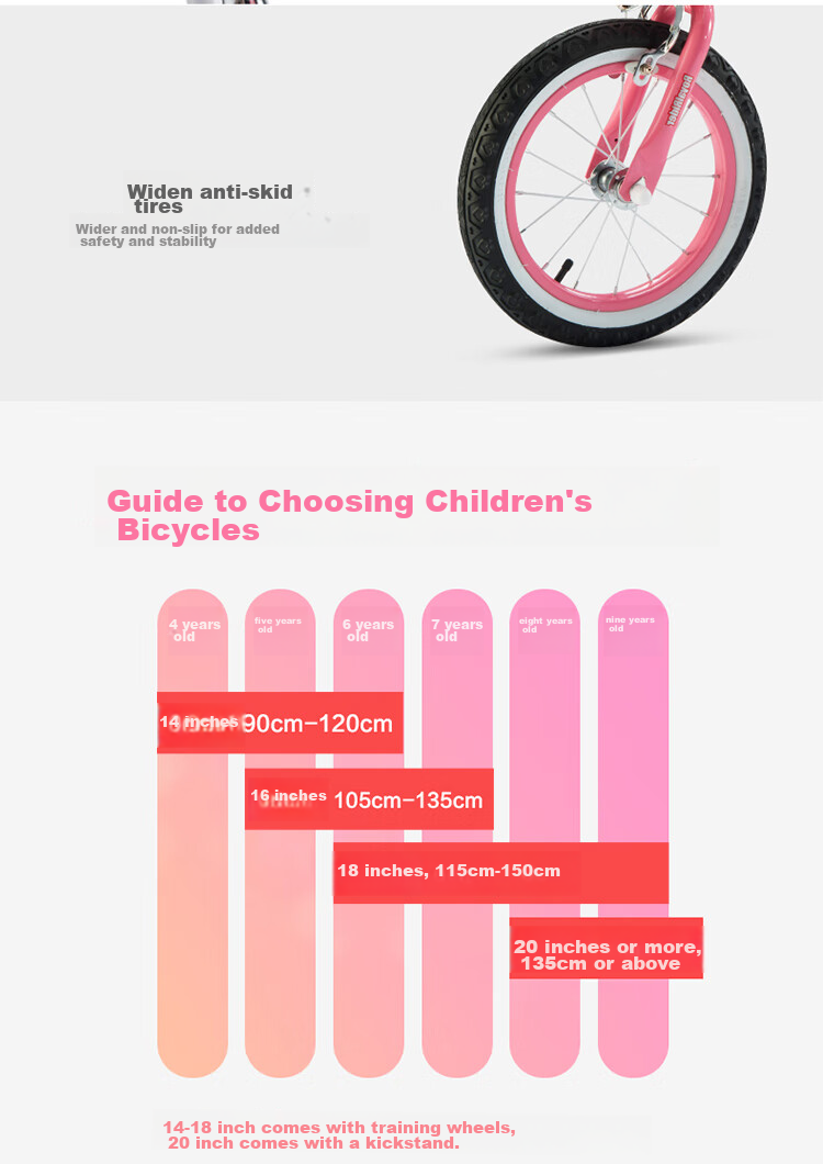 RoyalBaby Children's Bicycle, Girls' Bike, Pedal Bike, for Ages 4-7, with Training Wheels, Princess Pink And White, 16 Inches 10