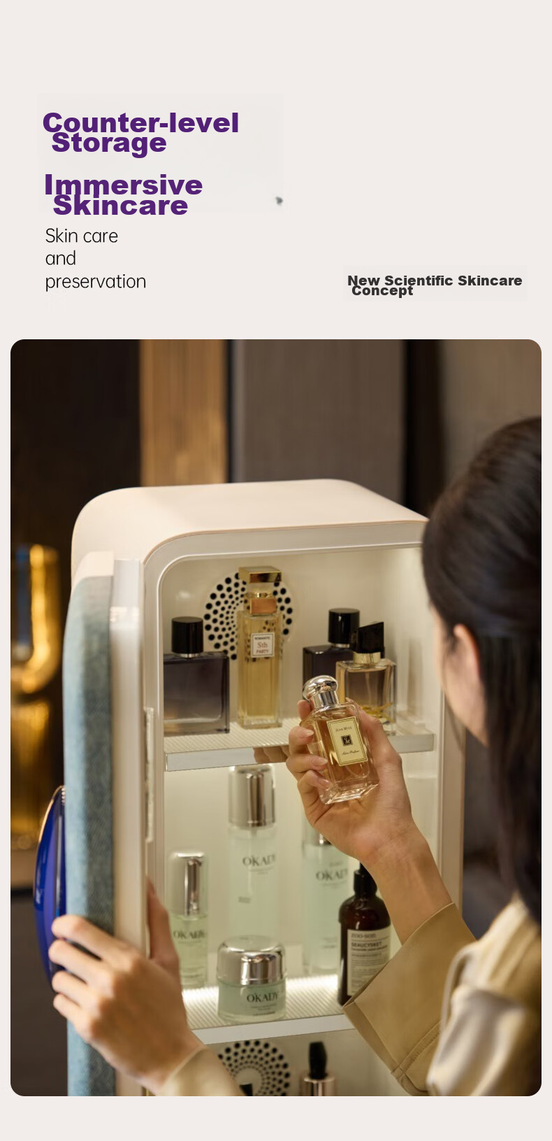 GEVILAN Vintage Beauty Refrigerator Essence Cream Lipstick Mask Skincare Cosmetics Cold Storage Preservation Organizer Special Small Refrigerator Gift for Girlfriend Wife Birthday Present F3 Gree 7