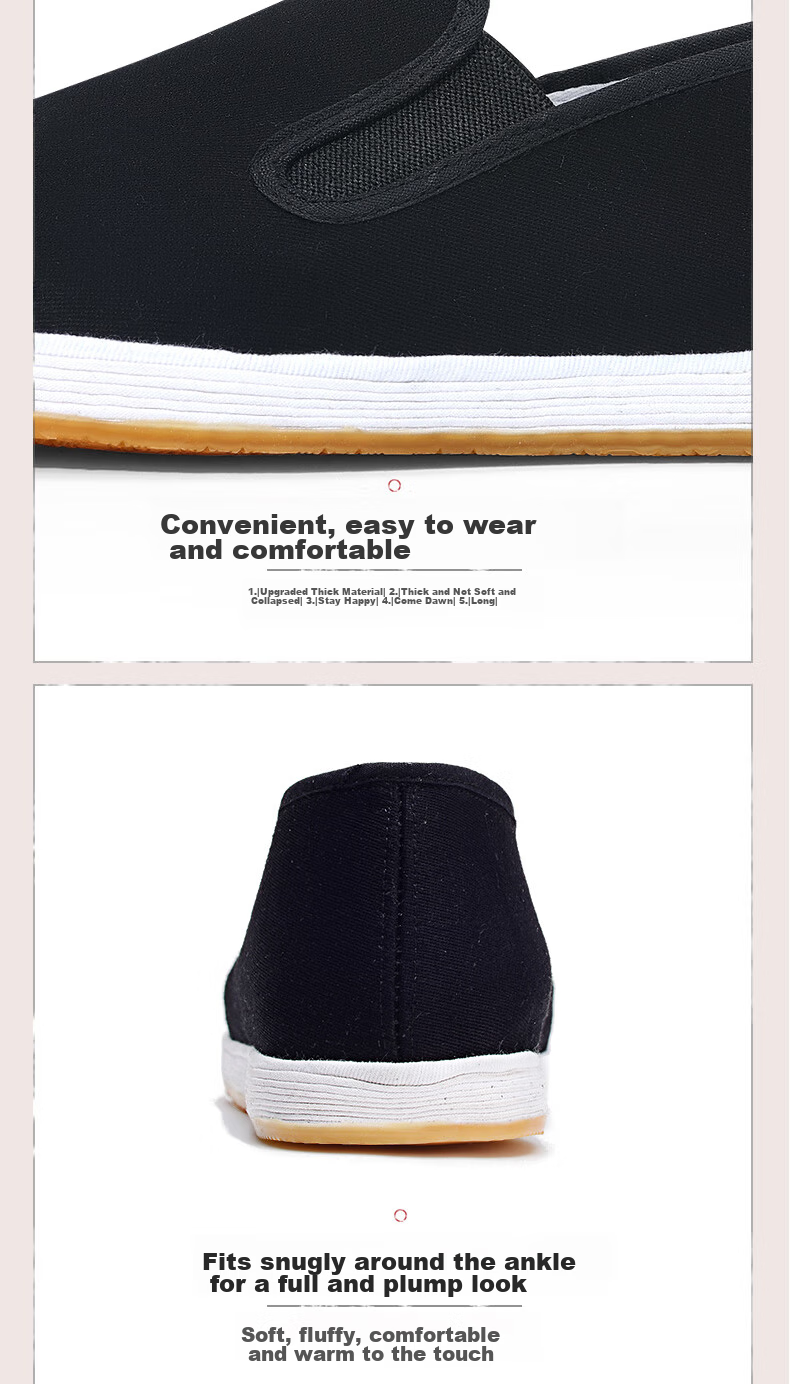 BUS HEYUAN Traditional Thousand-Layer Slip-On Odor-Resistant Old Beijing Cloth Shoes, Casual Middle-Aged And Elderly Men's Shoes, Cowhide Sole YW3PT, Size 42 9
