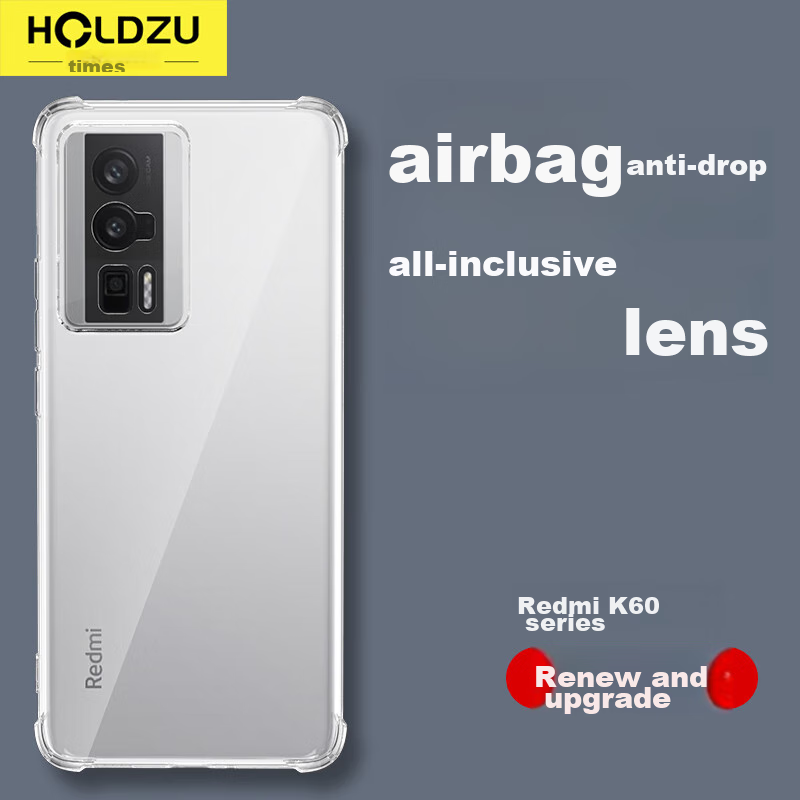 Чехол HOLDZU для Xiaomi Redmi K60 / K60 Pro, прозрачный, с защитой от падений, силиконовый, ультратонкий