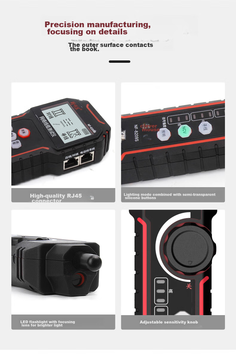 Jingmingshu NF-8209S Kit Cable Tester, Length Meter, Wire Tracker, Port Flasher, Crimping Test 14