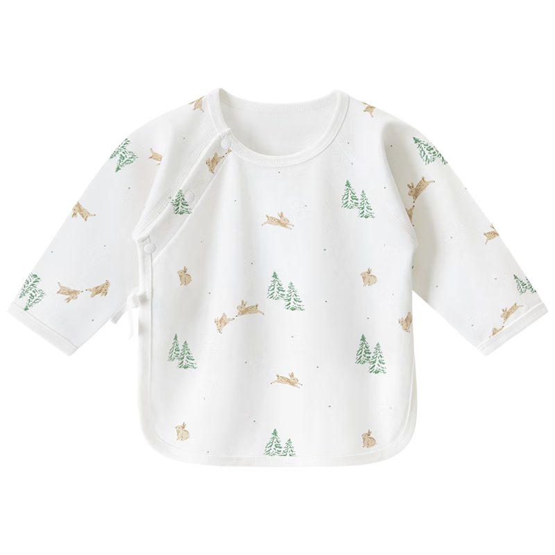 Guaiqixiong Newborn Pure Cotton Half-Back Shirt, Spring And Autumn Season, Newborn Baby Long-Sleeve Monk Robe, Infant Seamless Top