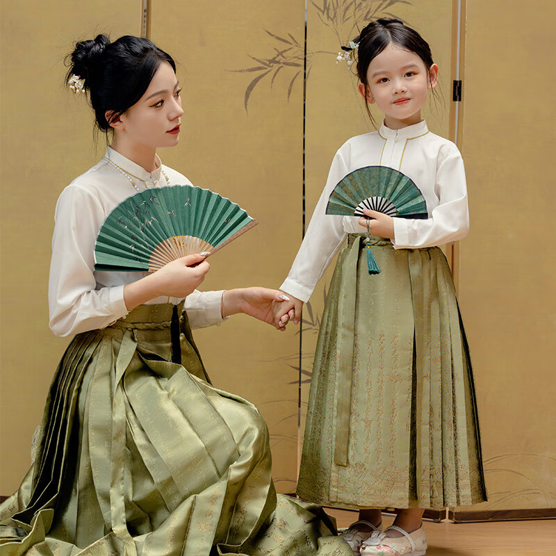 Menghu Will Drink Wine, Boys And Girls Know The Clear Skirt Spring And Autumn Style Children's Chinese Style Green Skirt 130