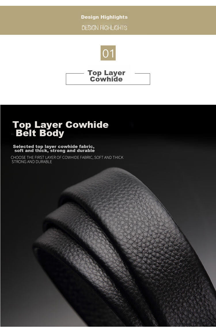 CROCODILE Men's Belt, Top-Grain Leather, No Pin Buckle, with Holes, Casual Belt for Men, Waist Belt ZT068 3