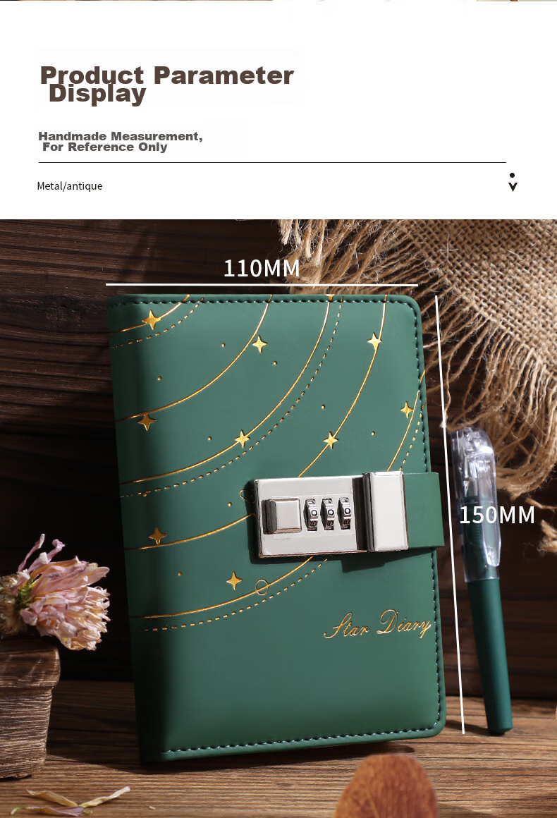 Longe Password Lock Notebook, B6 Small Size Password Book with Lock, Diary That Can Be Carried Anywhere, Lockable Journal, High-Quality Thickened Notebook, Customizable 11