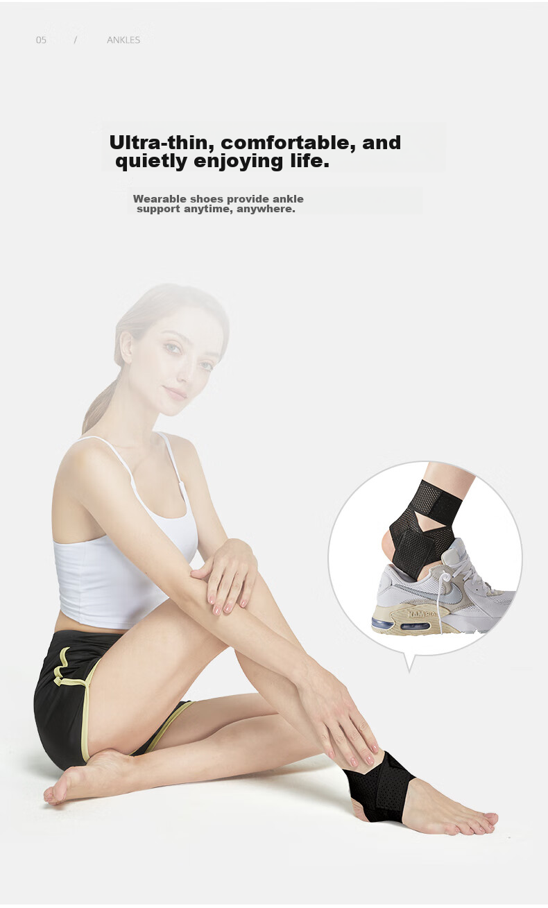 NAILEKESI N Sports Ankle Brace, Anti-Sprain Thin Bandage, Fixation Ankle Support, Ultra-Thin Strap, Professional Protective Gear, M Size, One Pair 5