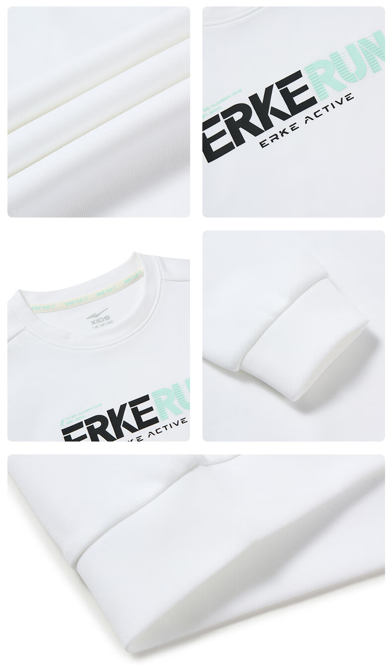 ERKE Children's Unisex Long T-Shirt, Kids' New Autumn 2024 Casual Hoodie, Black, Size 170 28