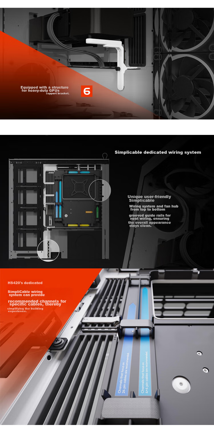 HAVN HS420 Black Seaside View Case Modern Aesthetic Design/Curved Glass/Magnetic Panel/Most Support E-ATX Motherboard/420mm Water Cooling/Four-Side Dust-Proof 7