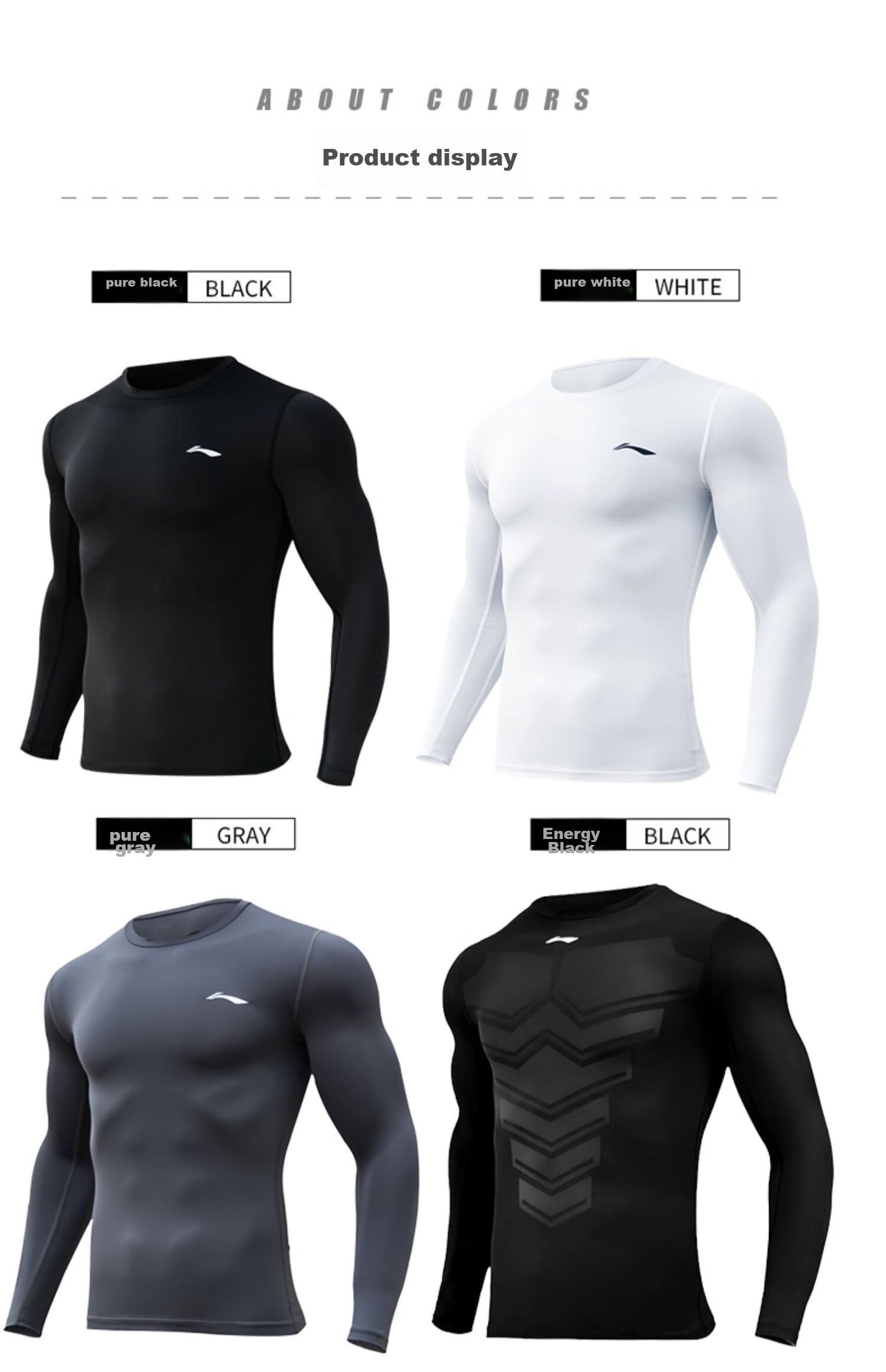 Li-Ning Compression Shirt, Quick-Dry Men's Autumn Fitness Wear, Training Suit, Compression Top, High-Elasticity Running Sports Long-Sleeve, Basketball Base Layer Top 15