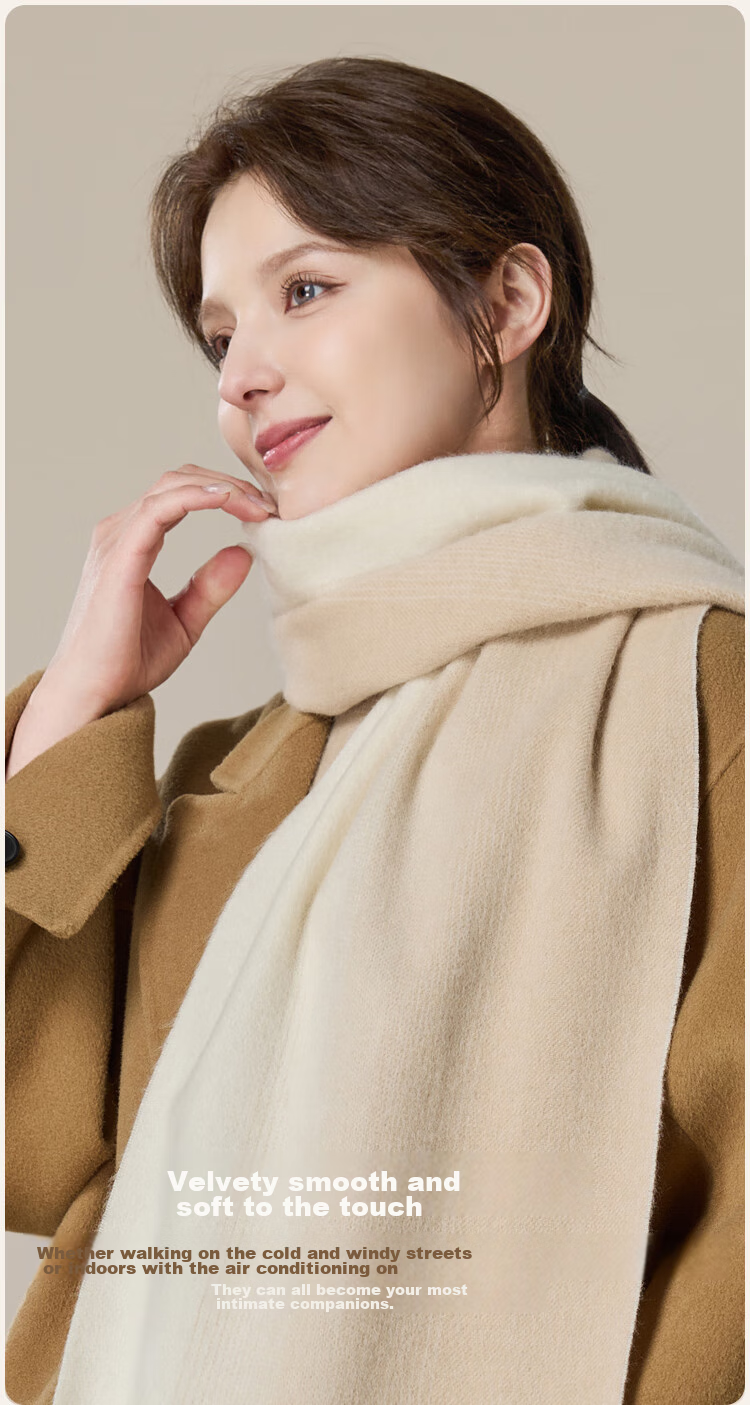 JIUMU Pure Wool Scarf for Women, Autumn And Winter Neck Warmer, Ladies' Warm Shawl, Gift for Girls on National Day Or Birthday, Comes with Gift Bag 9
