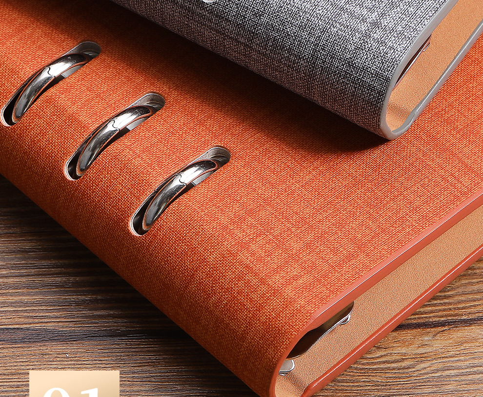 Jiaranheng A5 Thick Loose-Leaf Notebook with Clasp, Simple Stationery Journal for Business Meetings And Notes, Detachable Ring-Bound Loose-Leaf Student Diary - Red 3