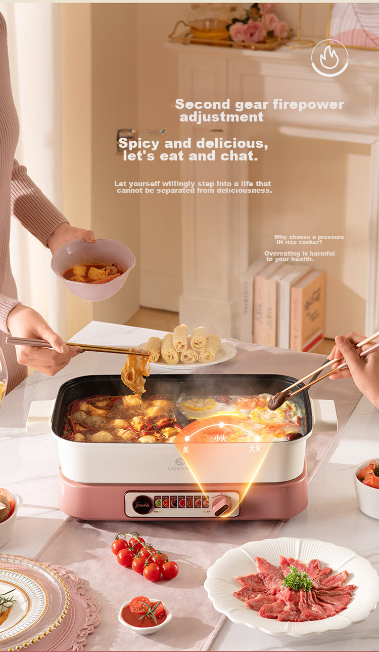 Liven Dual-Sided Electric Hot Pot, Multi-Functional Cooking Pot for Electric Stove, Large Capacity 7-Liter Detachable Electric Hot Pot for Home Use DHG-700BY 10