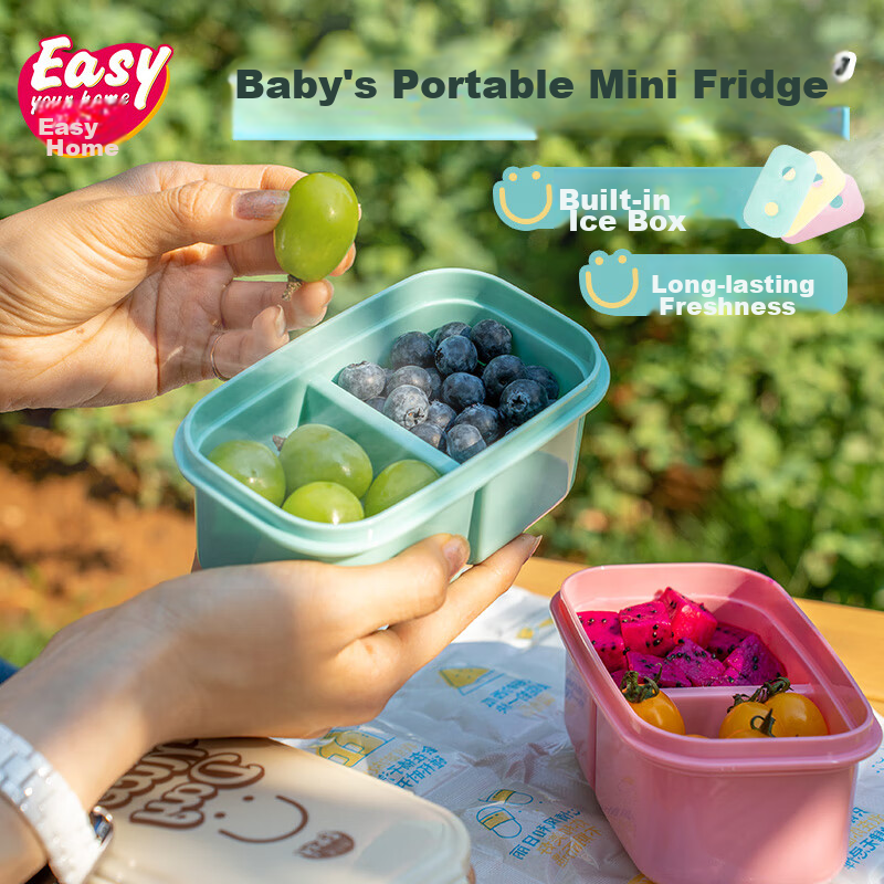 Easy Your Home Fruit Box with 2 Compartments, Food-Grade Insulated Lunch Box for Camping And Picnics, Small Lunch Container for Elementary Students