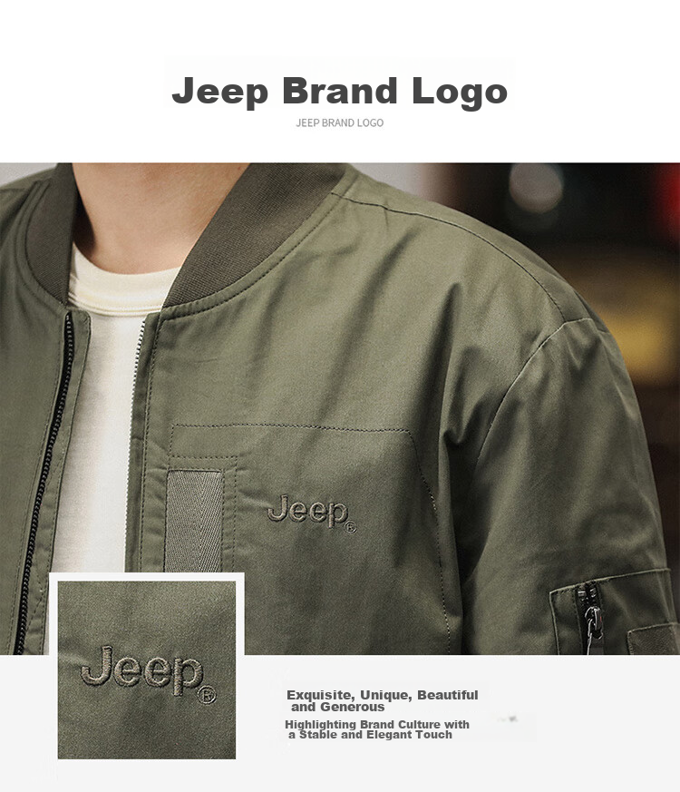 JEEP Men's Jacket, Spring And Autumn Workwear Baseball Collar Casual Clothing, Black, 2XL 6