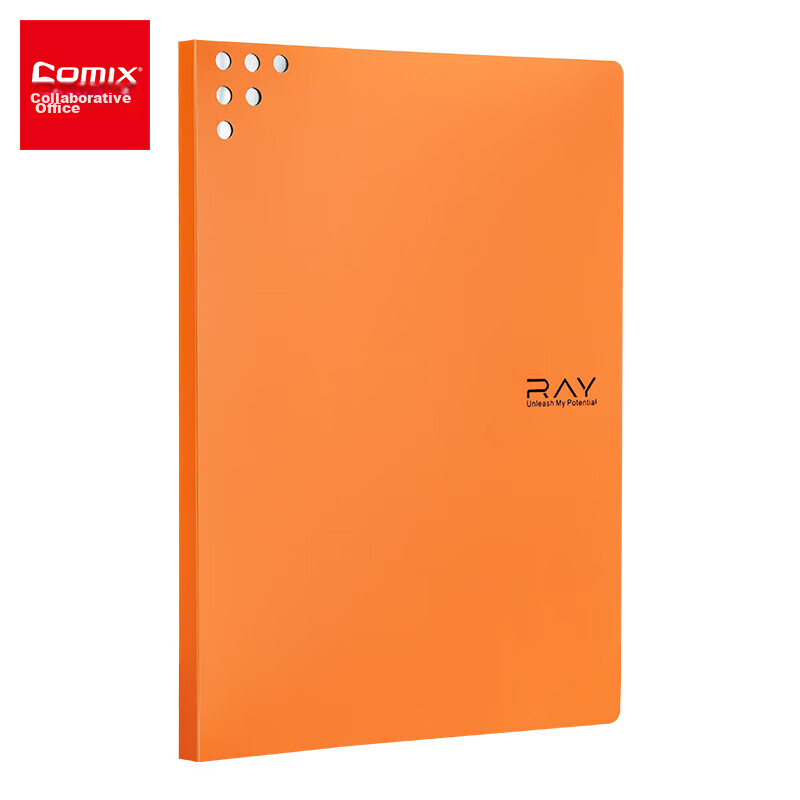 COMIX Document Folder, A4 Size, 20 Pages, Color File Organizer, Loose-Leaf Pocket Folder, Office And Student Supplies, RAY A6112, Orange