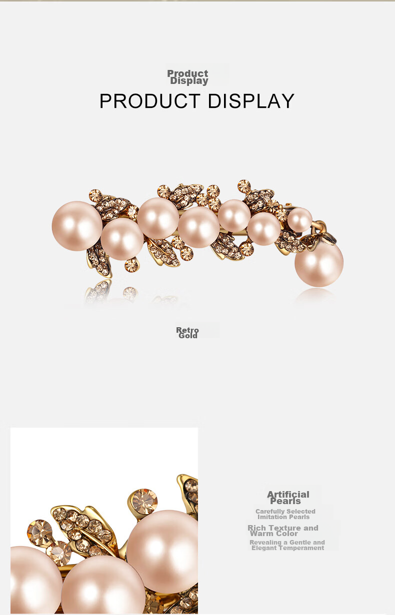 Cercoo Vintage Baroque Pearl Hair Clip, Top Clip for Back of Head, Elegant And Stylish Hairpin, Mid-Autumn Festival Gift 6