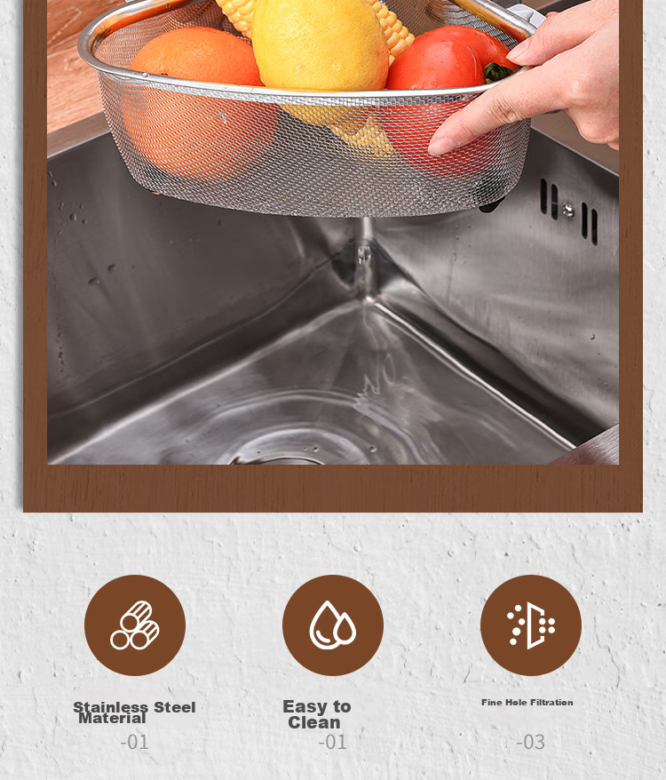 Dipuer Triangular Sink Strainer, Stainless Steel Kitchen Utensil, Multifunctional Drainage, Leftover Food Residue Drainer, Storage Rack 3