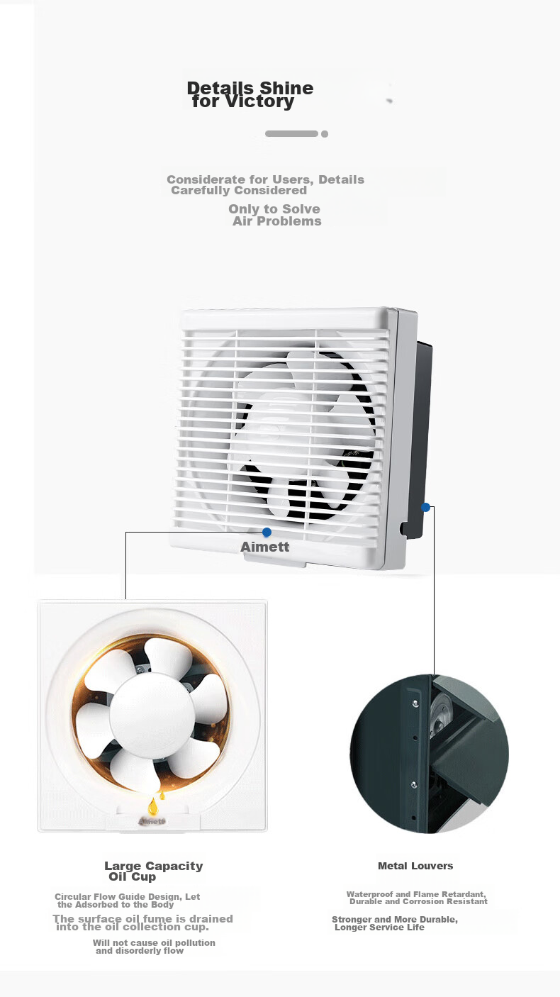 AIRMATE Exhaust Fan, Kitchen Ventilation Fan, Bathroom Extractor Fan, Wall-Mounted 12-Inch XF3060H 10