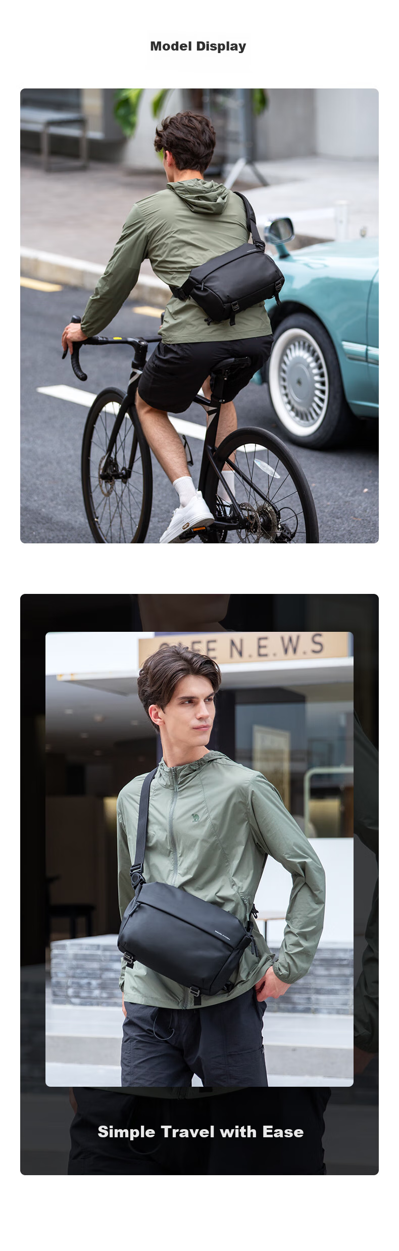 MARK RYDEN Large Capacity Lightweight Casual Versatile Crossbody Bag, Fashionable Trendy Commuter Cycling Functional Flat Shoulder Bag Chest Pack 11