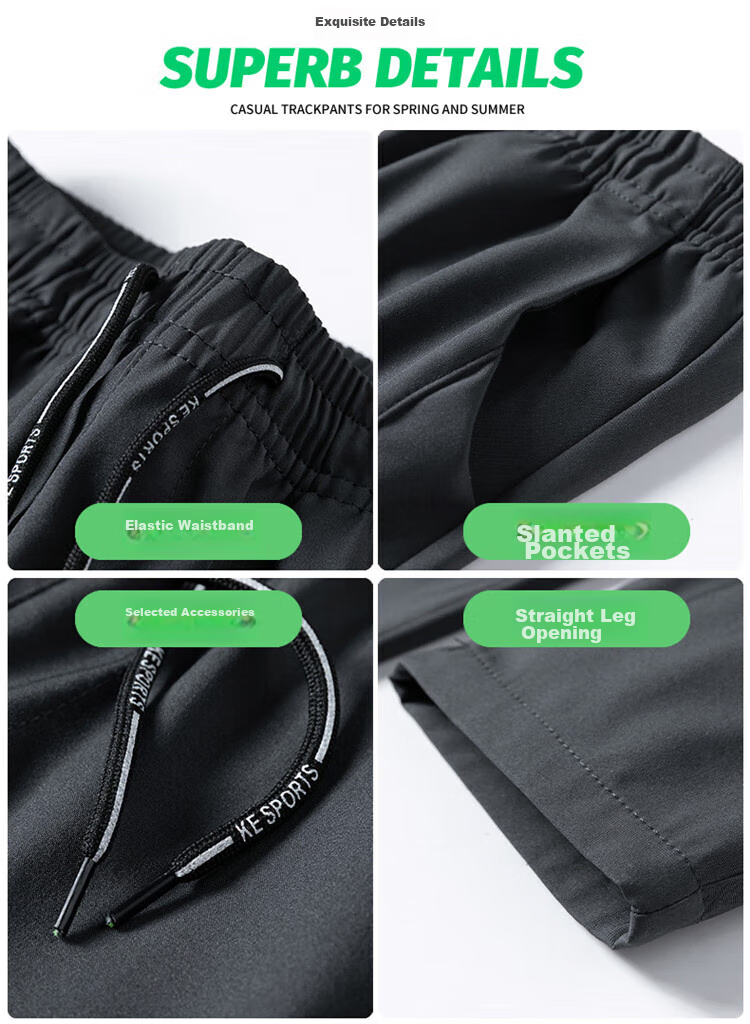 Huili Men's Sports Casual Pants, Summer Ice Silk Quick-Dry Trousers, Loose Straight-Leg Pants for Men, Athletic Pants 10