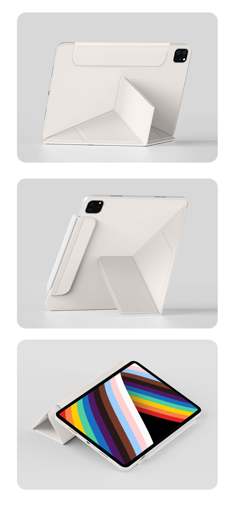RBP Compatible with 2026 New IPad Air 8 Case, M4 Chip, 11-Inch Air 7 5 64 Tablet Protective Cover, 3Y Foldable Strong Magnetic Double-Sided Clip Horizontal And Vertical Support with Buckle - Gray 1