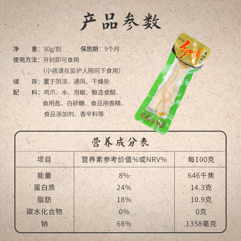 乡吧佬泡椒凤爪正宗巴熟食特产休闲小吃即食食品肉干肉脯零食 30g*10袋