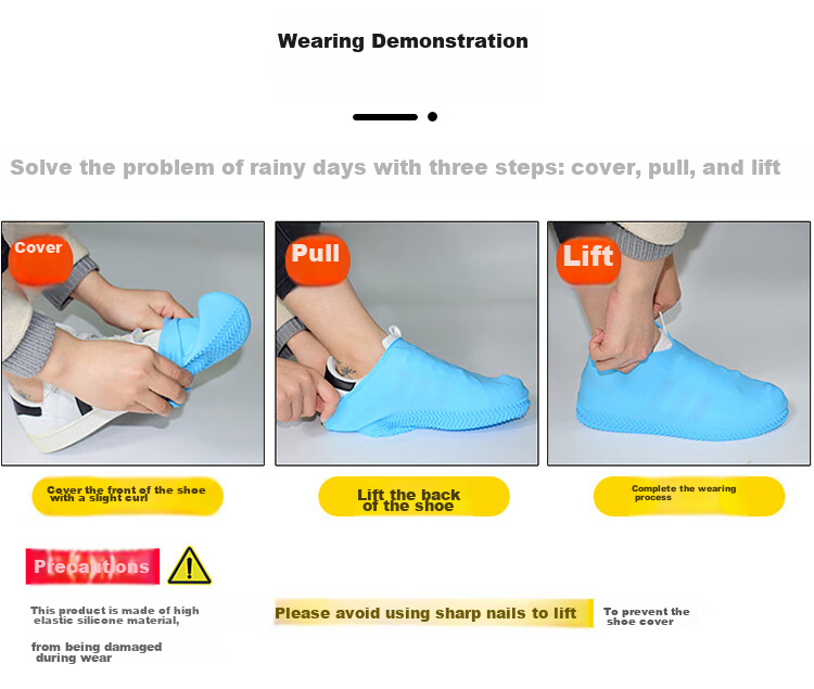 Huili Rain Shoe Covers, Silicone Non-Slip Thickened, for Men Women Children, Waterproof Rain Boots, Water Shoes, HL1001 White M Size 11