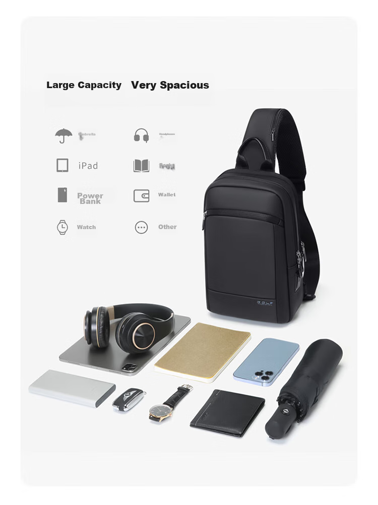 GOLF Chest Bag, Men's Shoulder Crossbody Bag, Phone And IPad Bag, Business Casual USB Interface Travel Sports Mini Backpack 9