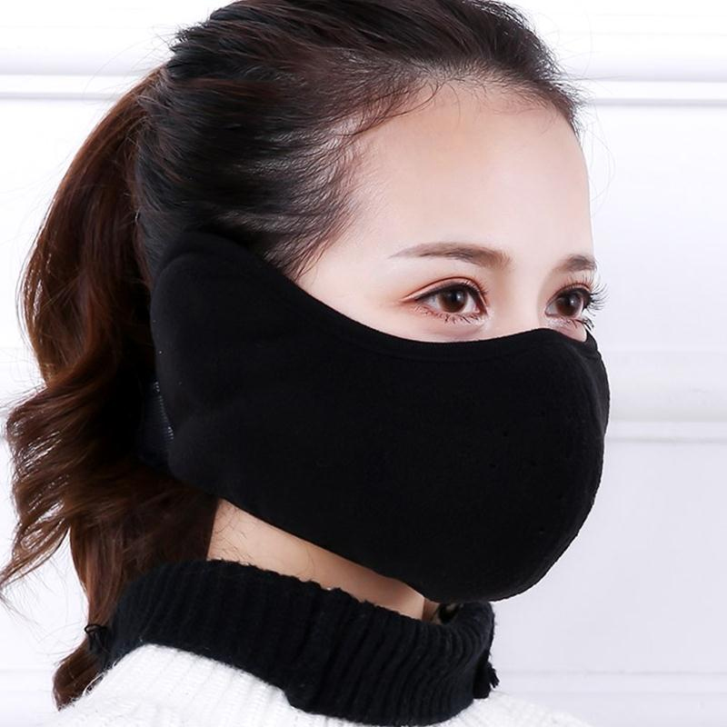 BWNK Ear Muffs And Cycling Mask Two-In Warm Ear Covers for Winter, Black Crystal Fleece/shake Fleece Randomly Shipped