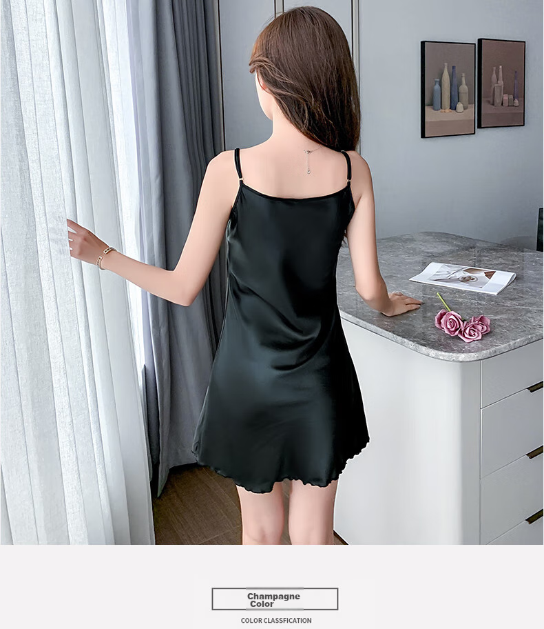 LangSha Sexy Nightgown for Women, Faux Silk Sleepwear, Elegant Spring And Summer Ladies' Loungewear 10