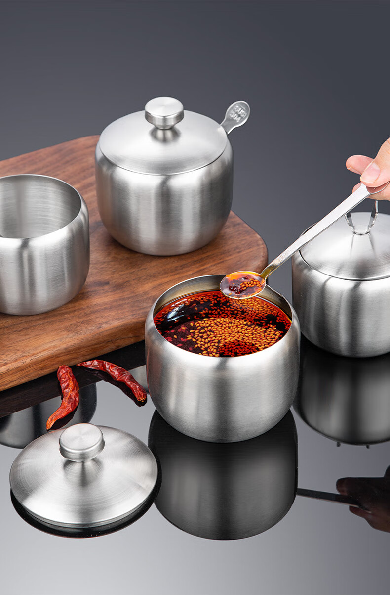 Newair Stainless Steel Chili Oil Container, Household Spicy Oil Jar, Kitchen Red Oil Seasoning Pot, High-Temperature Resistant Lard Canister 3