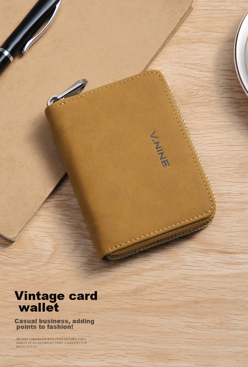 V.NINE Card Holder for Men with Multiple Card Slots, Bank Card Holder, ID Holder, Horizontal Coin Purse, Men's Valentine's Day Gift Box Set 1