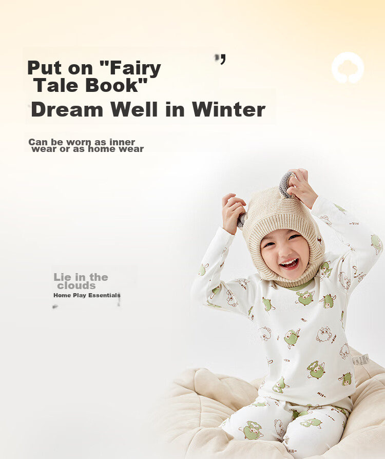 BALABALA Children's Thermal Underwear Set, Autumn And Winter Thickened, Boys' Autumn Shirt And Pants, Girls' Base Layer Pajamas, 208424169201 8